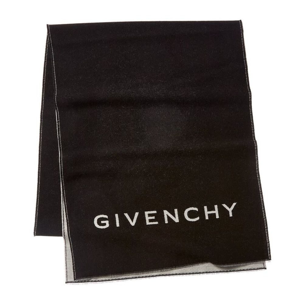 Givenchy Wool & Silk-Blend Scarf, Black - Picture 2 of 3